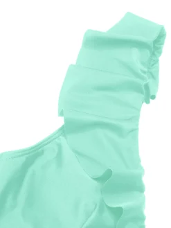 Hot Retro Stage 1950s Solid Ruffle Lace-Up V-Neck Swimsuit
