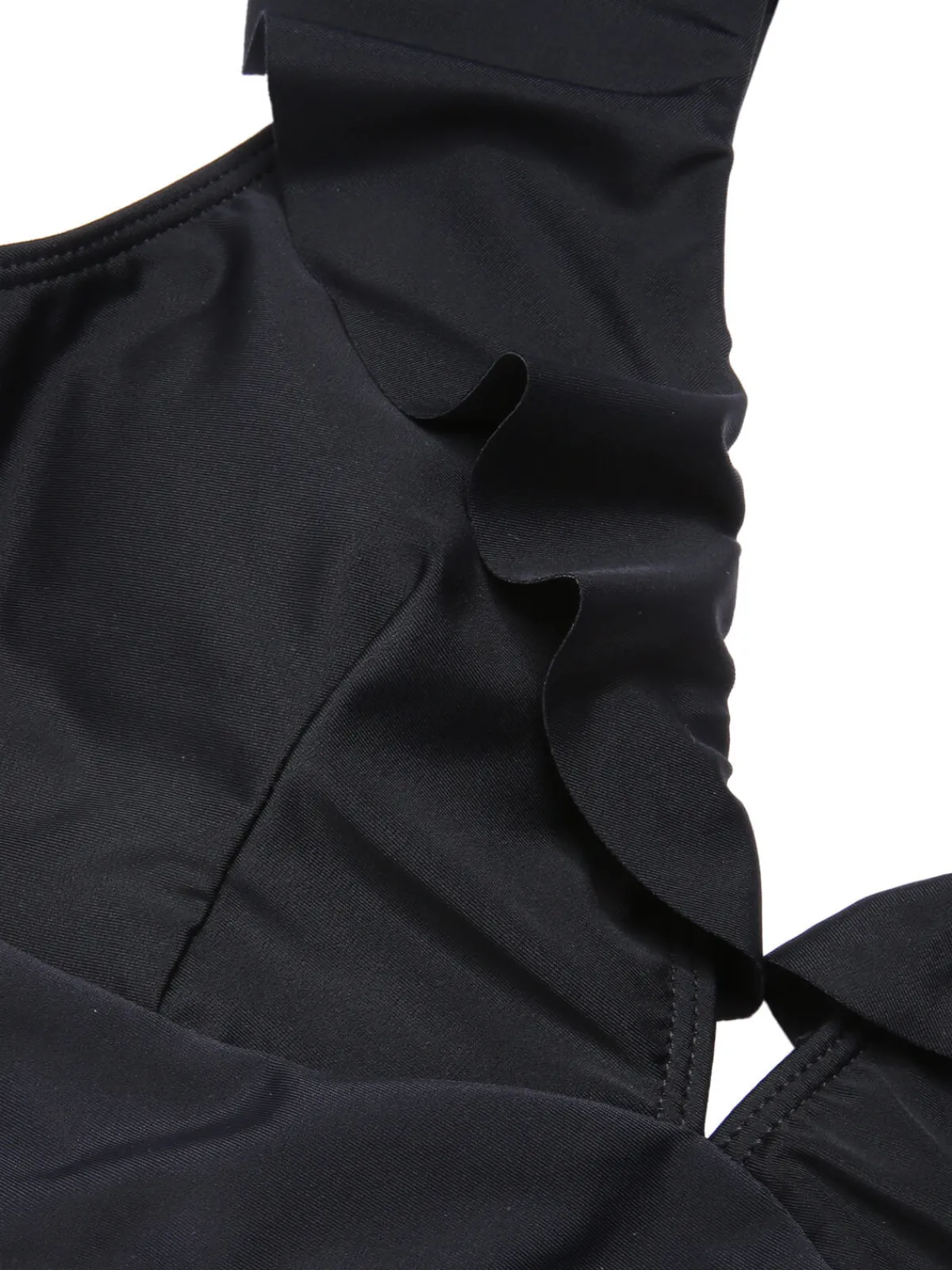 Hot Retro Stage 1950s Solid Ruffle Lace-Up V-Neck Swimsuit