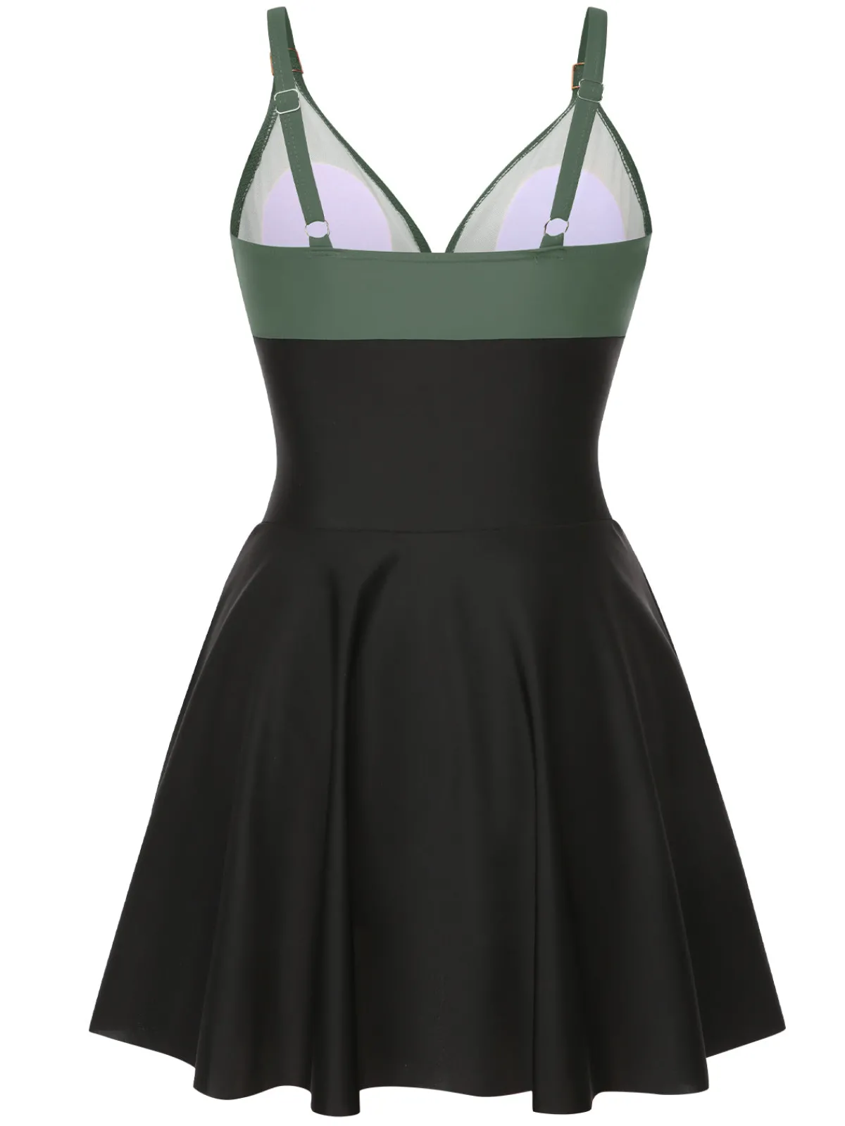 Clearance Retro Stage 1940s Solid Ruffle Patchwork Twist Swimdress