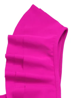 Discount Retro Stage 1950s Solid Ruffle V-Neck One-Piece Swimsuit