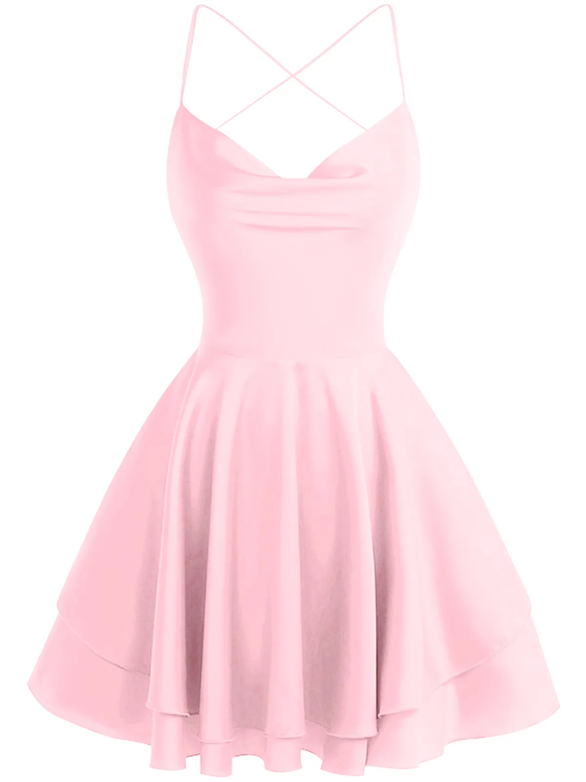 Clearance Retro Stage 1960s Solid Satin Back Lace-Up Mini Dress
