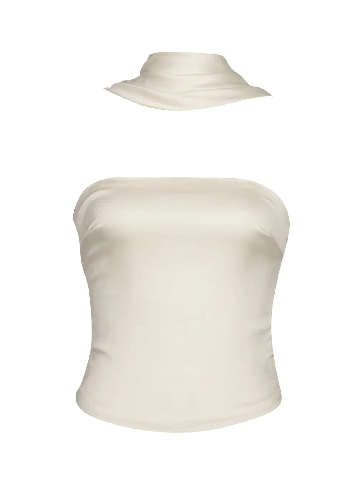 Fashion Retro Stage 1960s Solid Satin Halter Neck Tube Top