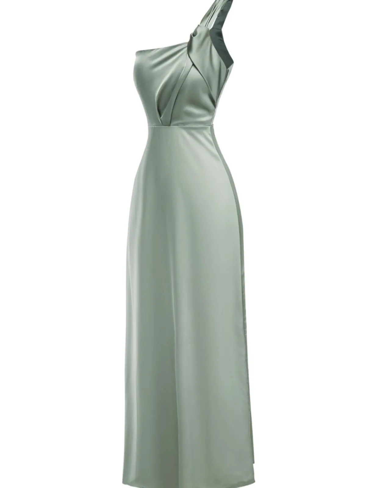 Outlet Retro Stage 1940s Solid Satin One-Shoulder Dress