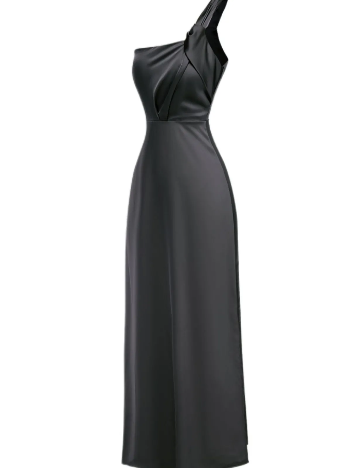 Outlet Retro Stage 1940s Solid Satin One-Shoulder Dress