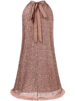Best Retro Stage 1950s Solid Sequined Raw Edge Dress