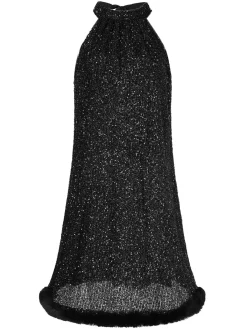 Best Retro Stage 1950s Solid Sequined Raw Edge Dress