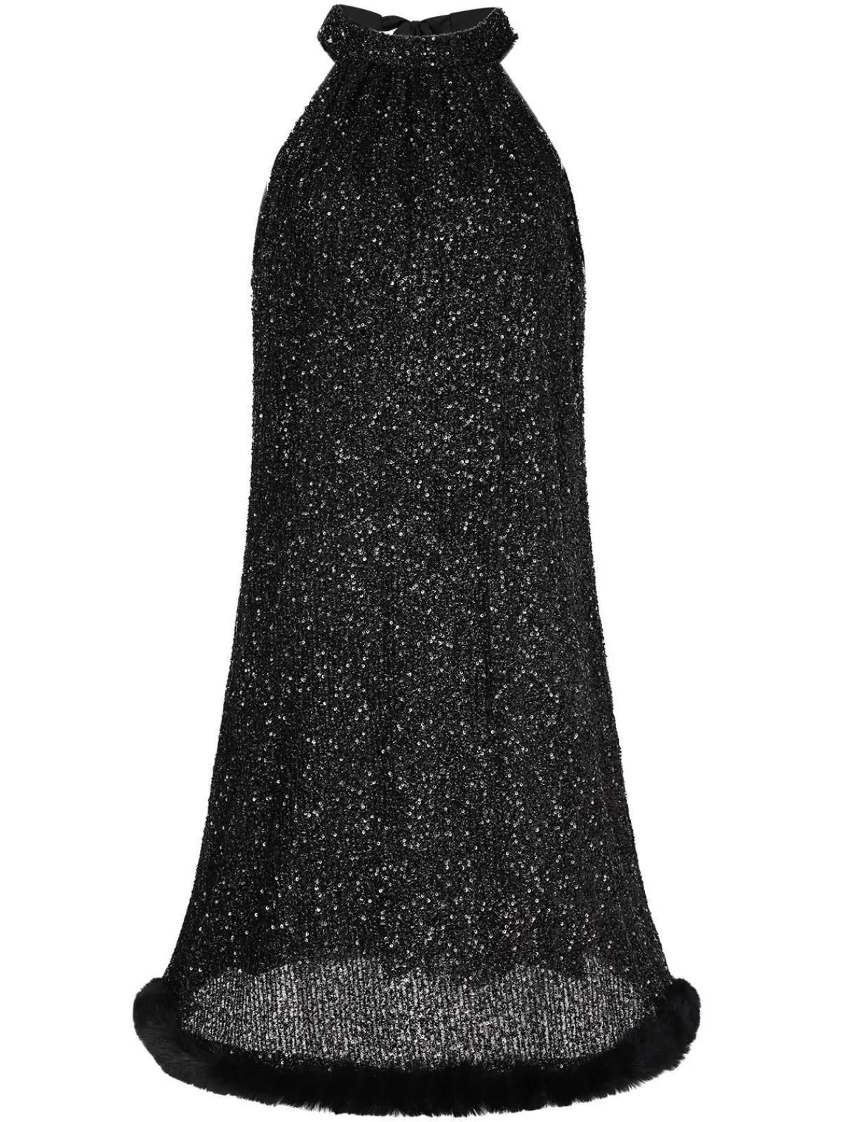 Best Retro Stage 1950s Solid Sequined Raw Edge Dress