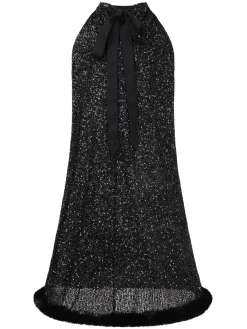 Best Retro Stage 1950s Solid Sequined Raw Edge Dress
