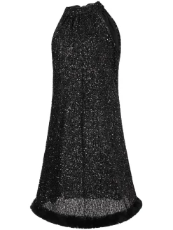Best Retro Stage 1950s Solid Sequined Raw Edge Dress