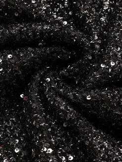 Best Retro Stage 1950s Solid Sequined Raw Edge Dress