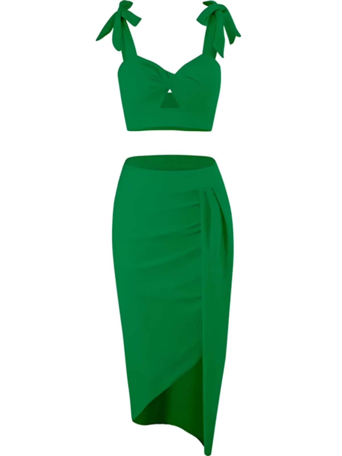 Best Retro Stage 1940s Solid Shoulder Tie Hollow Swimsuit & Cove-Up