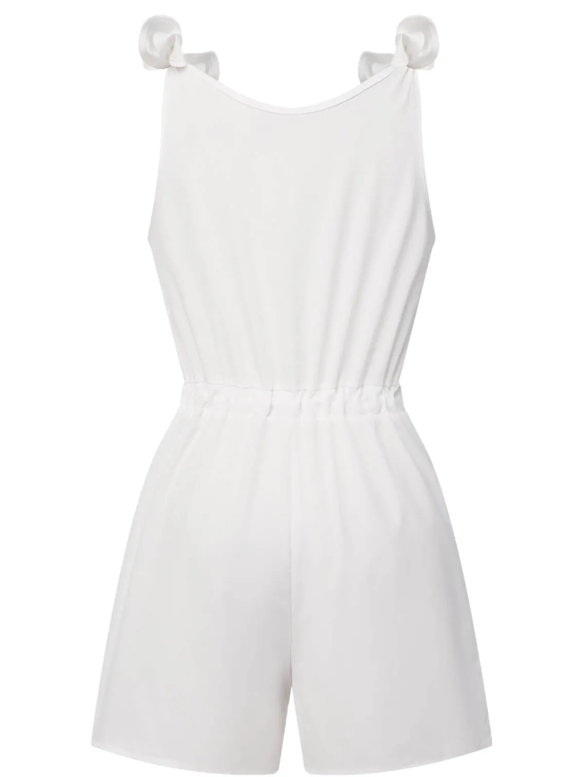 Best Retro Stage 1950s Solid Shoulder Tie Sleeveless Romper