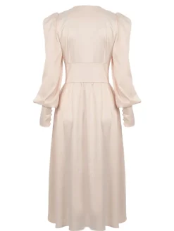 Hot Retro Stage 1940s Solid Silk Buttoned Tea Dress