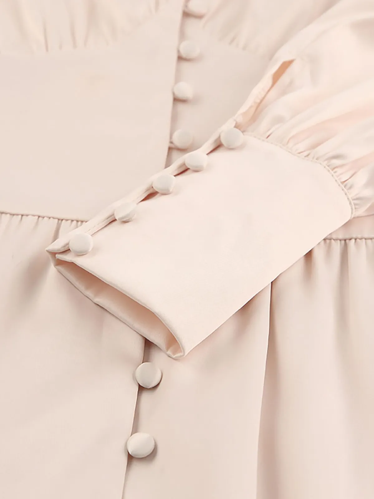 Hot Retro Stage 1940s Solid Silk Buttoned Tea Dress