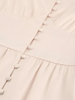 Hot Retro Stage 1940s Solid Silk Buttoned Tea Dress