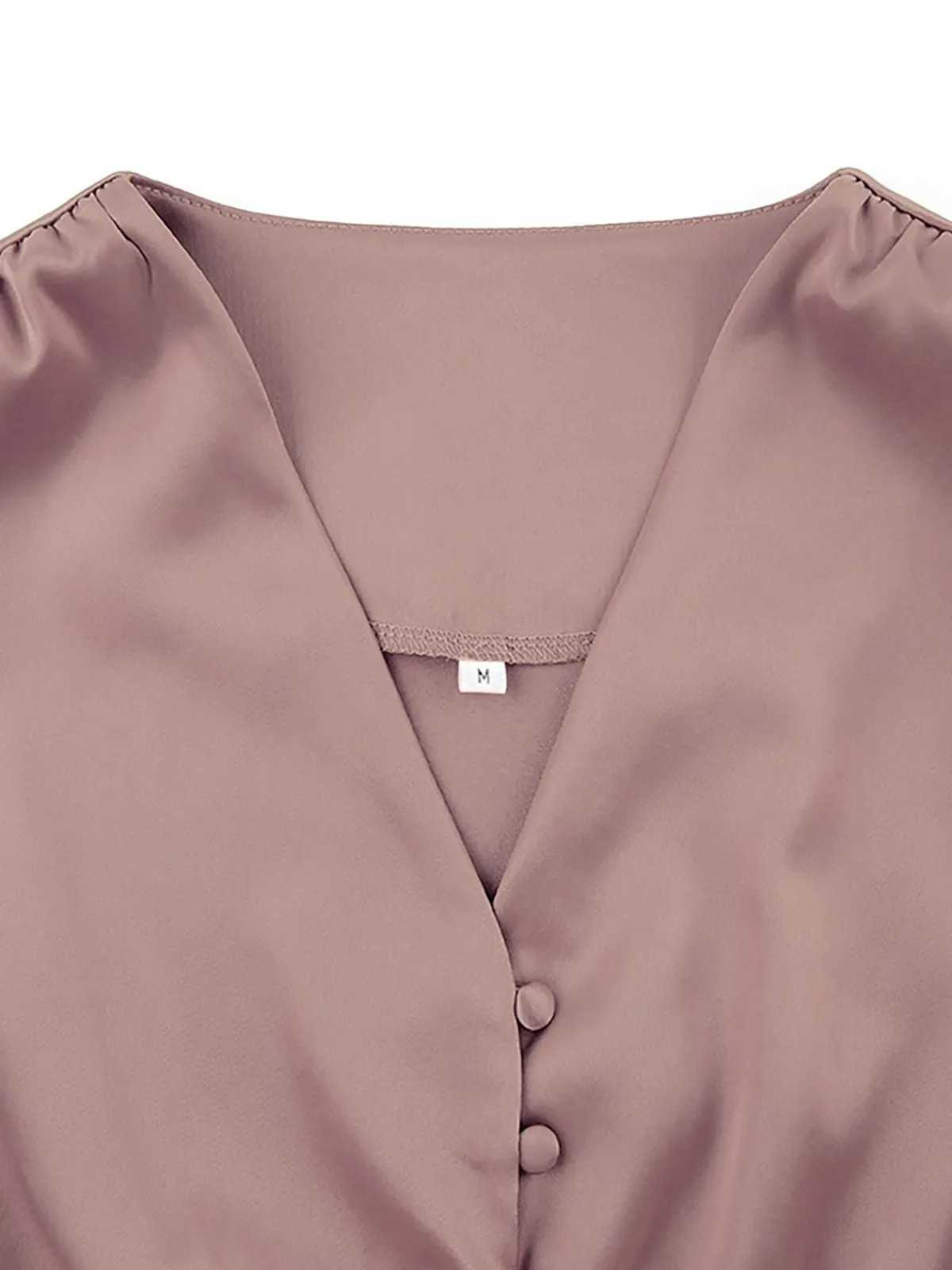 Hot Retro Stage 1940s Solid Silk Buttoned Tea Dress