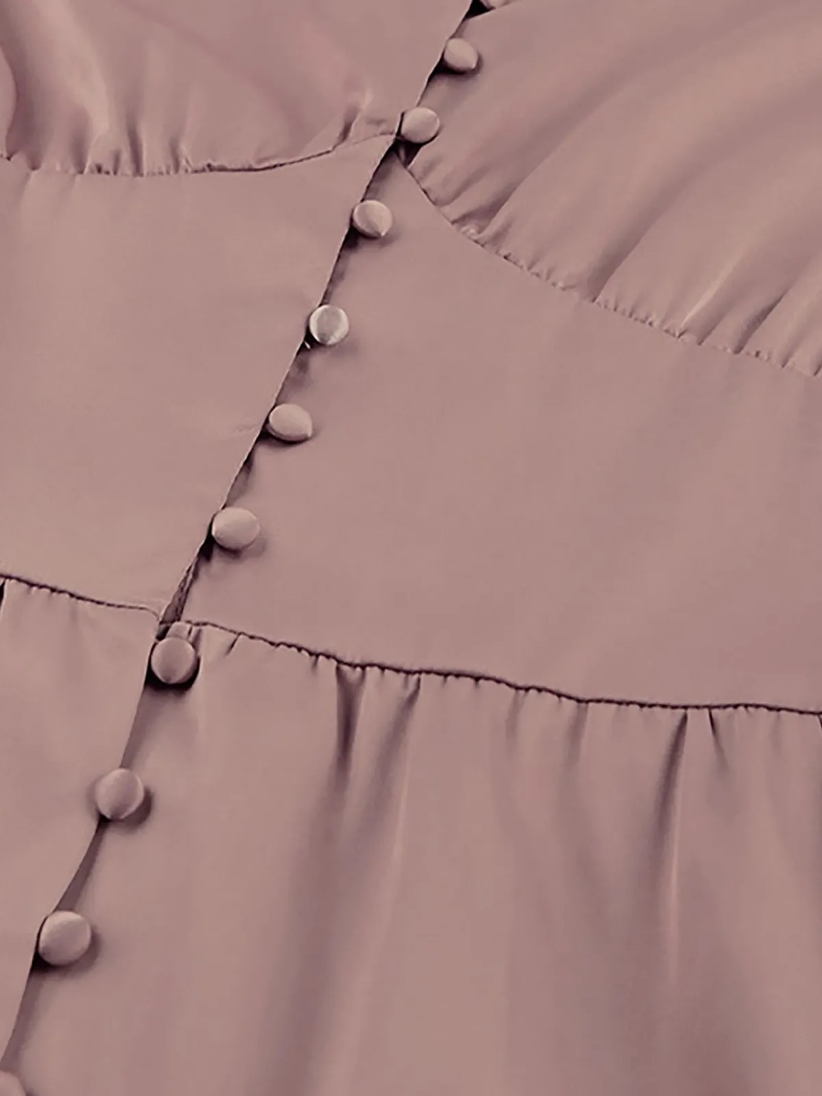 Hot Retro Stage 1940s Solid Silk Buttoned Tea Dress