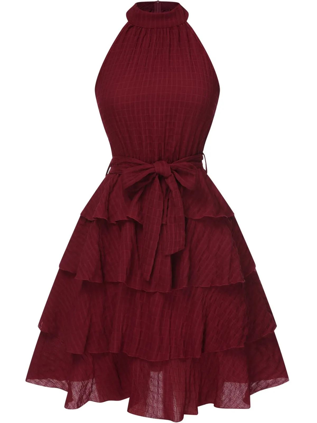 Discount Retro Stage 1950s Solid Sleeveless Belt Tutu Dress