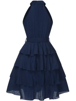 Discount Retro Stage 1950s Solid Sleeveless Belt Tutu Dress