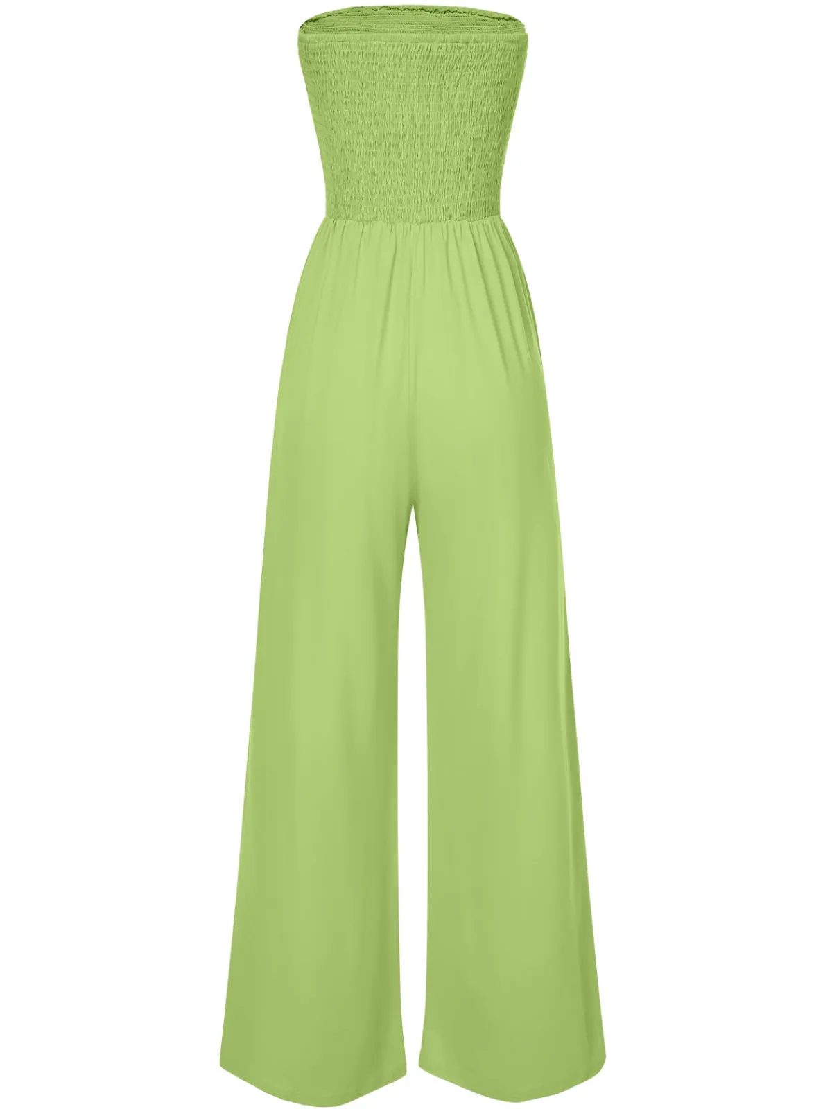 Hot Retro Stage 1970s Solid Sleeveless Smocked Bandeau Jumpsuit