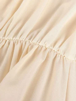 Clearance Retro Stage 1930s Solid Square Neck Puff Sleeves Dress