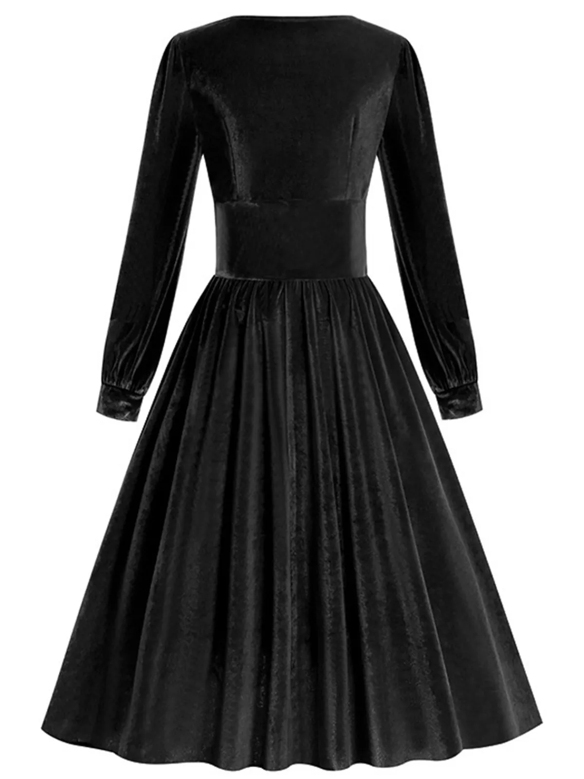 Best Retro Stage 1950s Solid Square Neck Velvet Dress