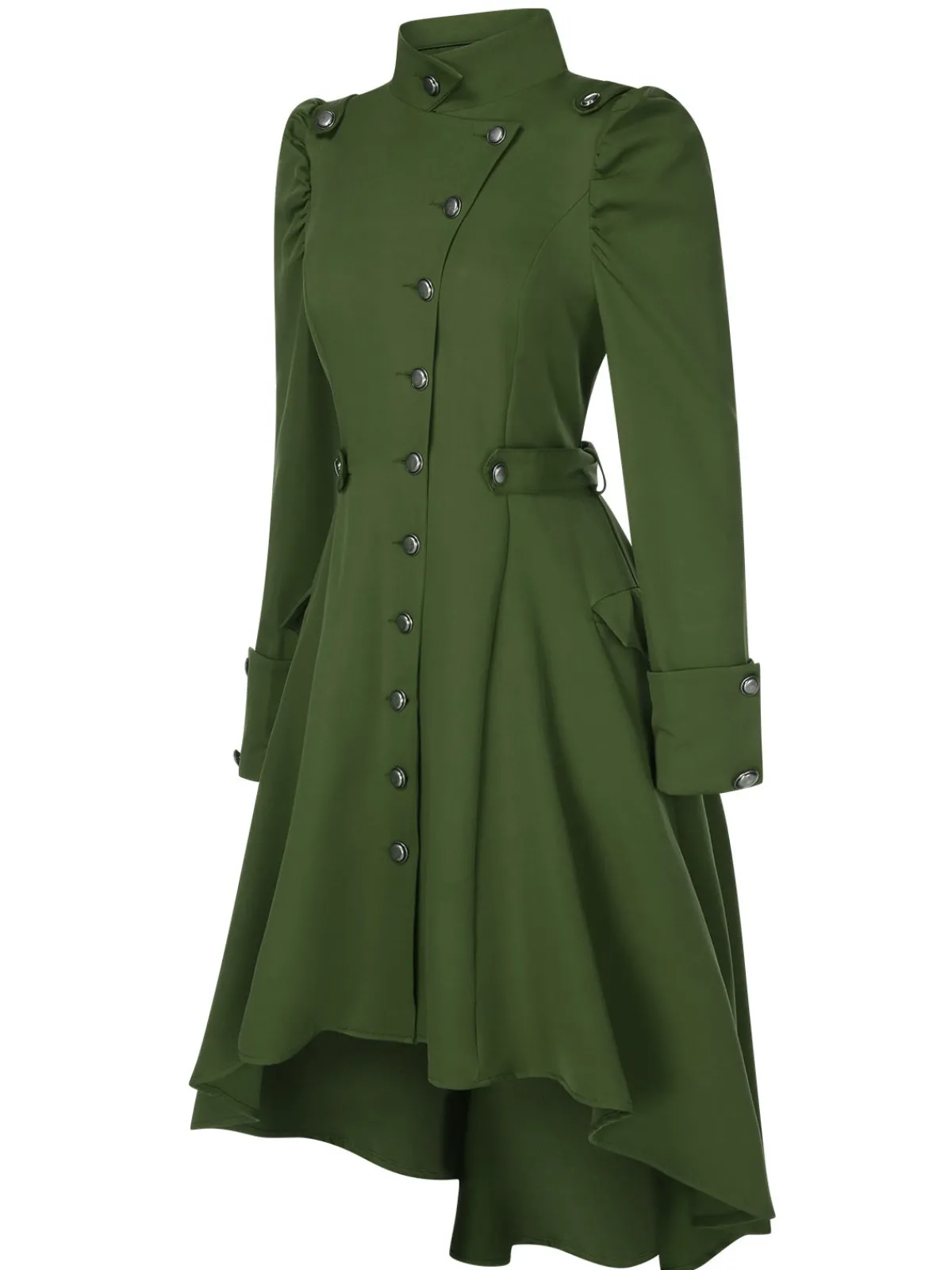 Best Retro Stage 1950s Solid Stand Collar Button Coat