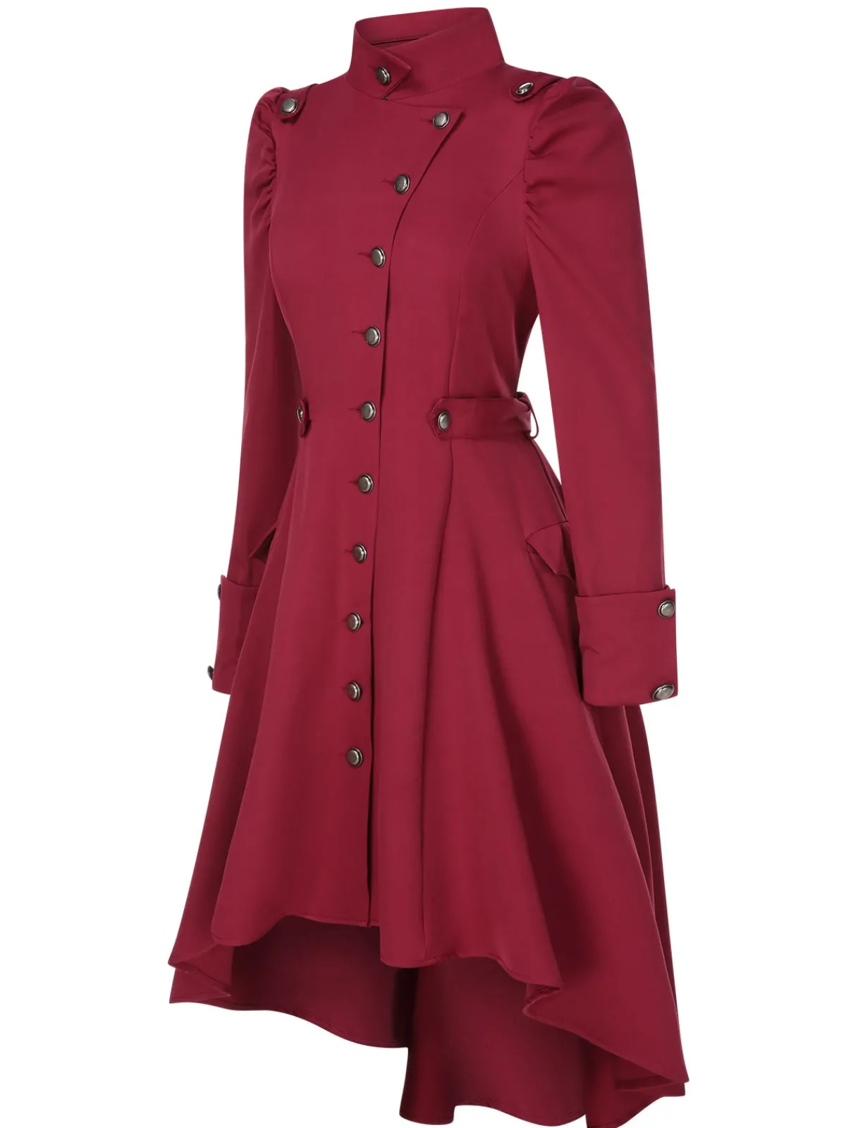Best Retro Stage 1950s Solid Stand Collar Button Coat