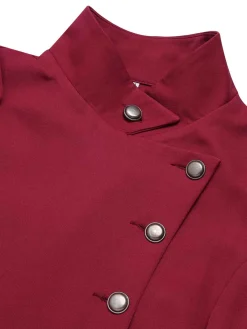 Best Retro Stage 1950s Solid Stand Collar Button Coat