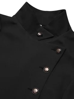 Best Retro Stage 1950s Solid Stand Collar Button Coat