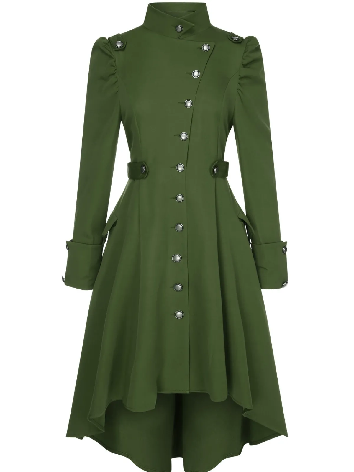 Best Retro Stage 1950s Solid Stand Collar Button Coat