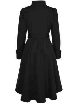 Online Retro Stage 1950s Solid Stand Collar Button Coat