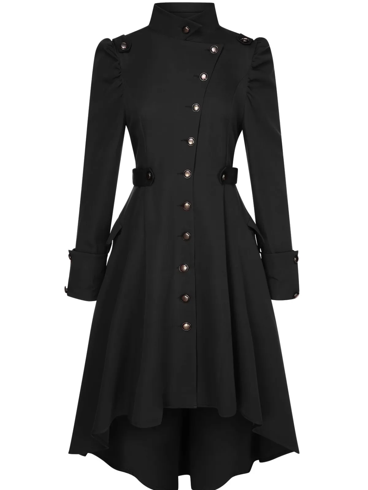 Clearance Retro Stage 1950s Solid Stand Collar Button Coat