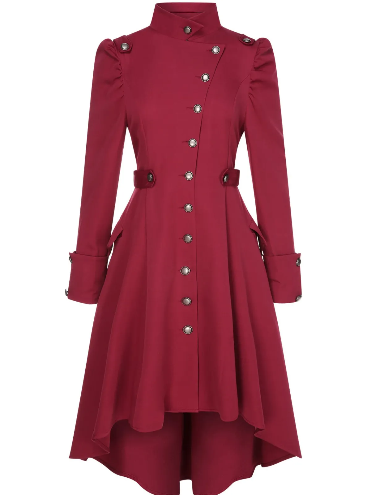 Clearance Retro Stage 1950s Solid Stand Collar Button Coat