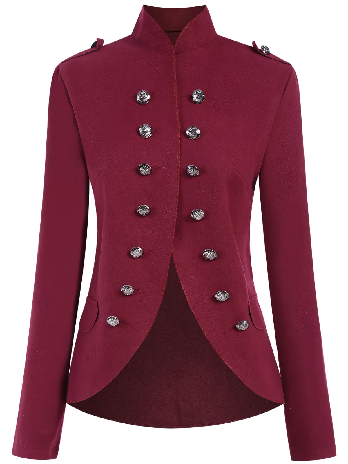 Online Retro Stage 1950s Solid Stand Collar Double Breasted Coat