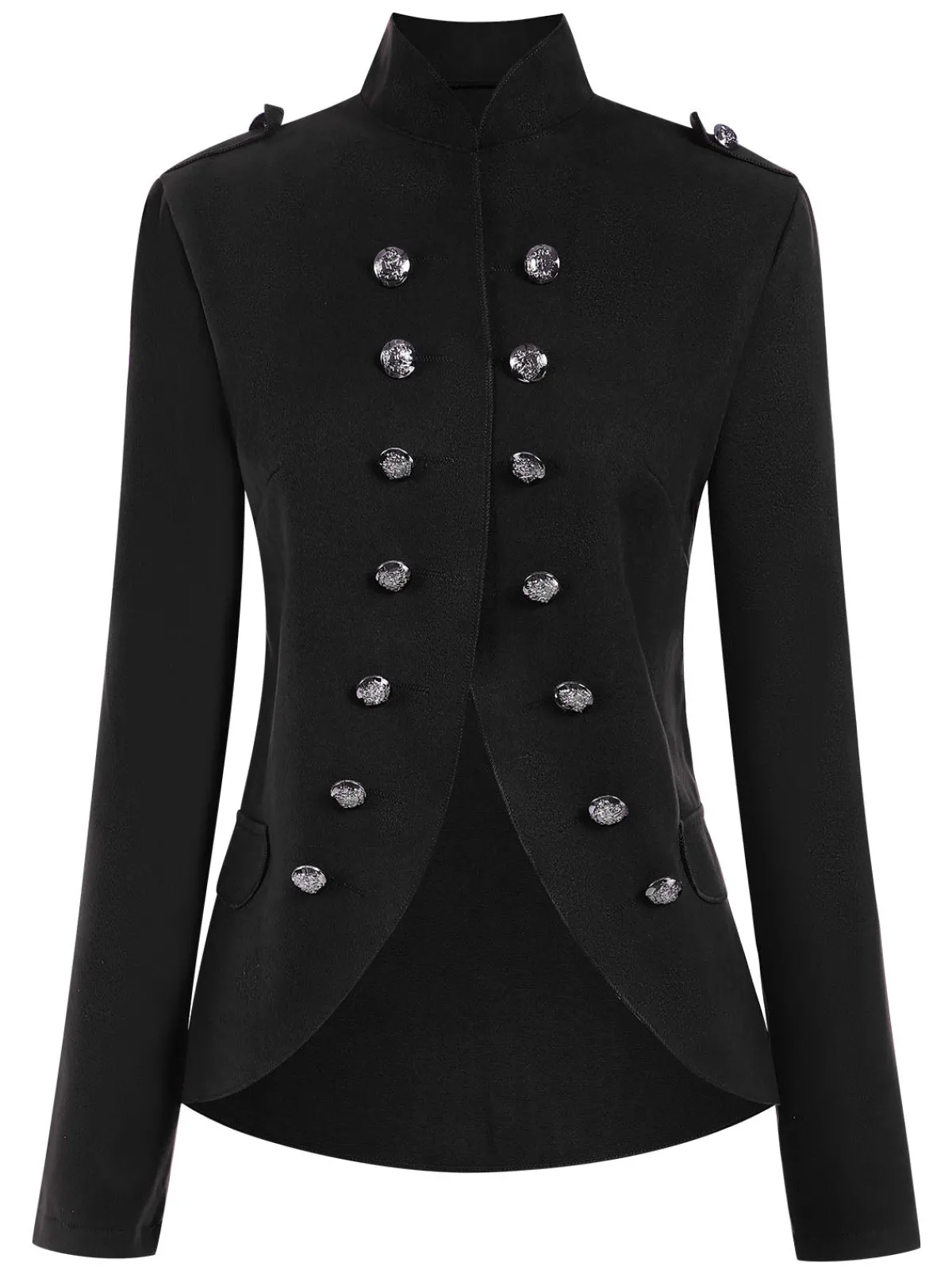 Online Retro Stage 1950s Solid Stand Collar Double Breasted Coat