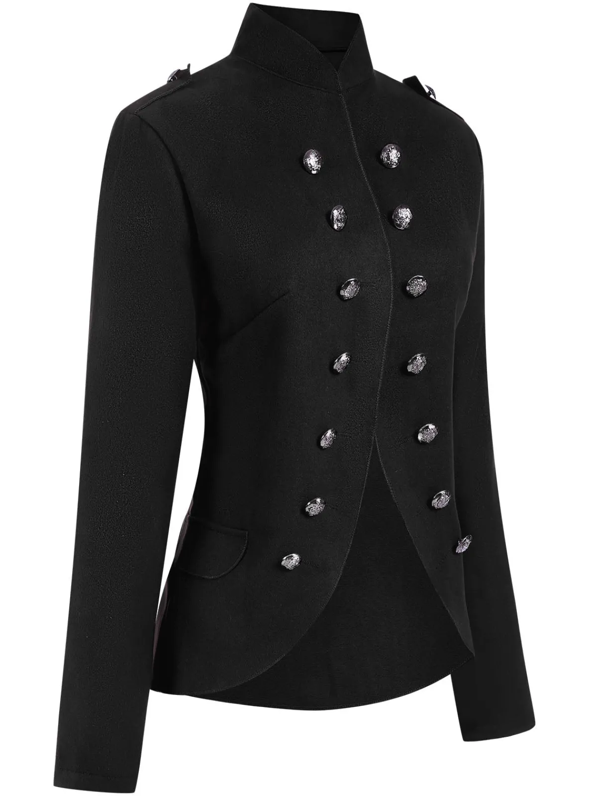 Online Retro Stage 1950s Solid Stand Collar Double Breasted Coat