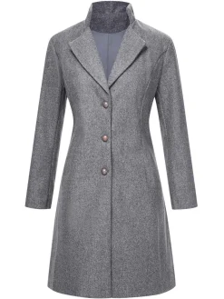 Outlet Retro Stage 1960s Solid Stand Collar Lapel Coat
