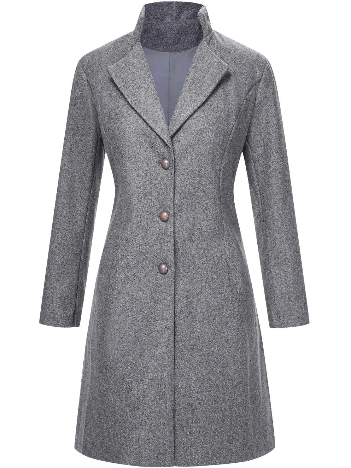 Outlet Retro Stage 1960s Solid Stand Collar Lapel Coat