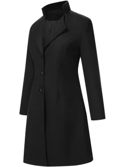 Outlet Retro Stage 1960s Solid Stand Collar Lapel Coat