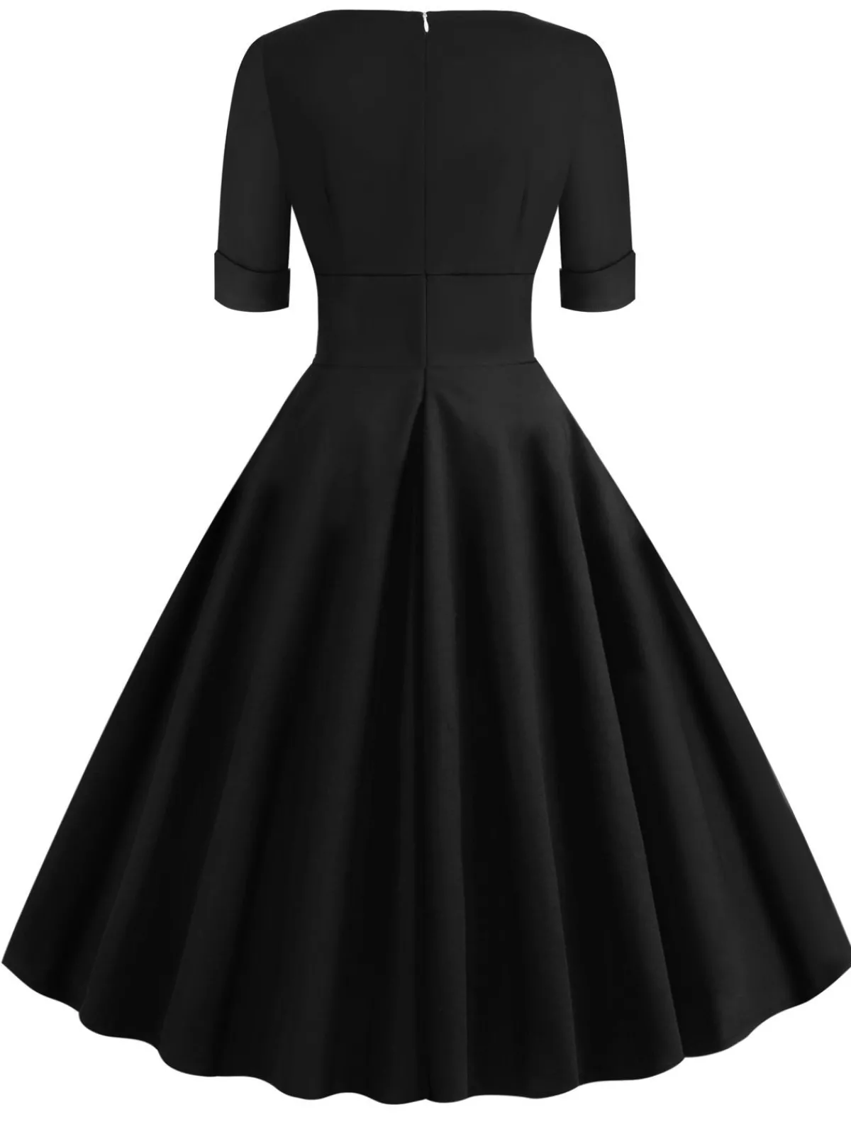 Clearance Retro Stage 1950s Solid Sweetheart Fold Swing Dress
