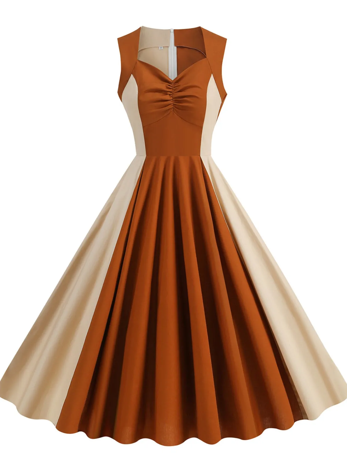 Hot Retro Stage 1950s Solid Sweetheart Neck Patchwork Dress