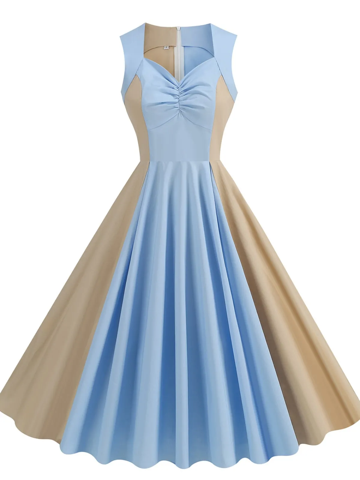 Hot Retro Stage 1950s Solid Sweetheart Neck Patchwork Dress
