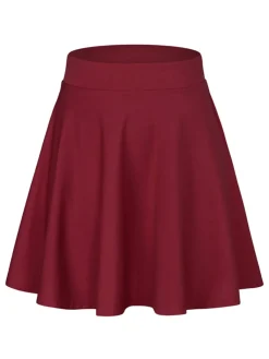 Hot Retro Stage 1940s Solid Thigh-Length A-Line Skirt