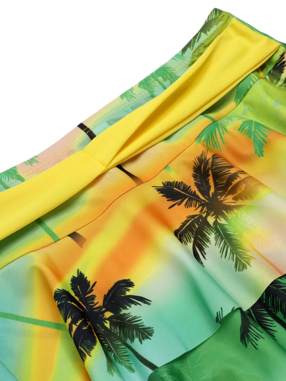 Sale Retro Stage 1950s Solid Top & Double Layer Printing Swimsuit