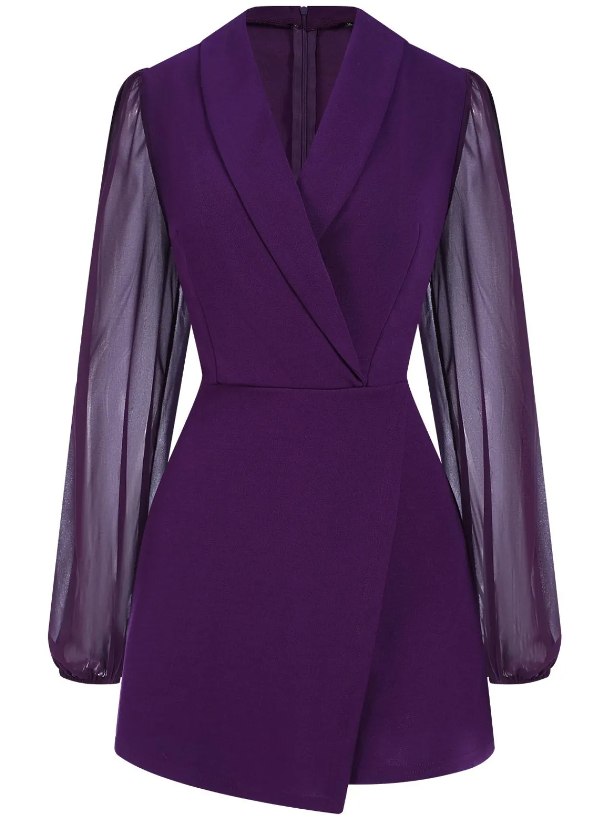 Hot Retro Stage 1950s Solid Translucent Sleeve Patchwork Romper
