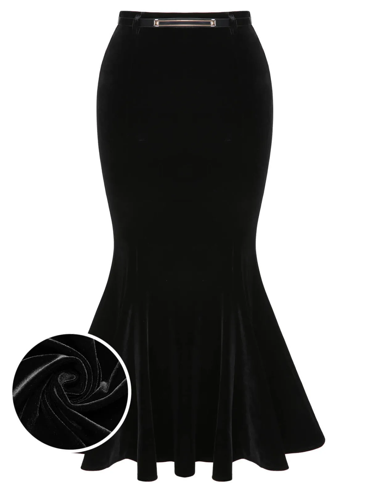 Clearance Retro Stage 1930s Solid Velvet Mermaid Skirt