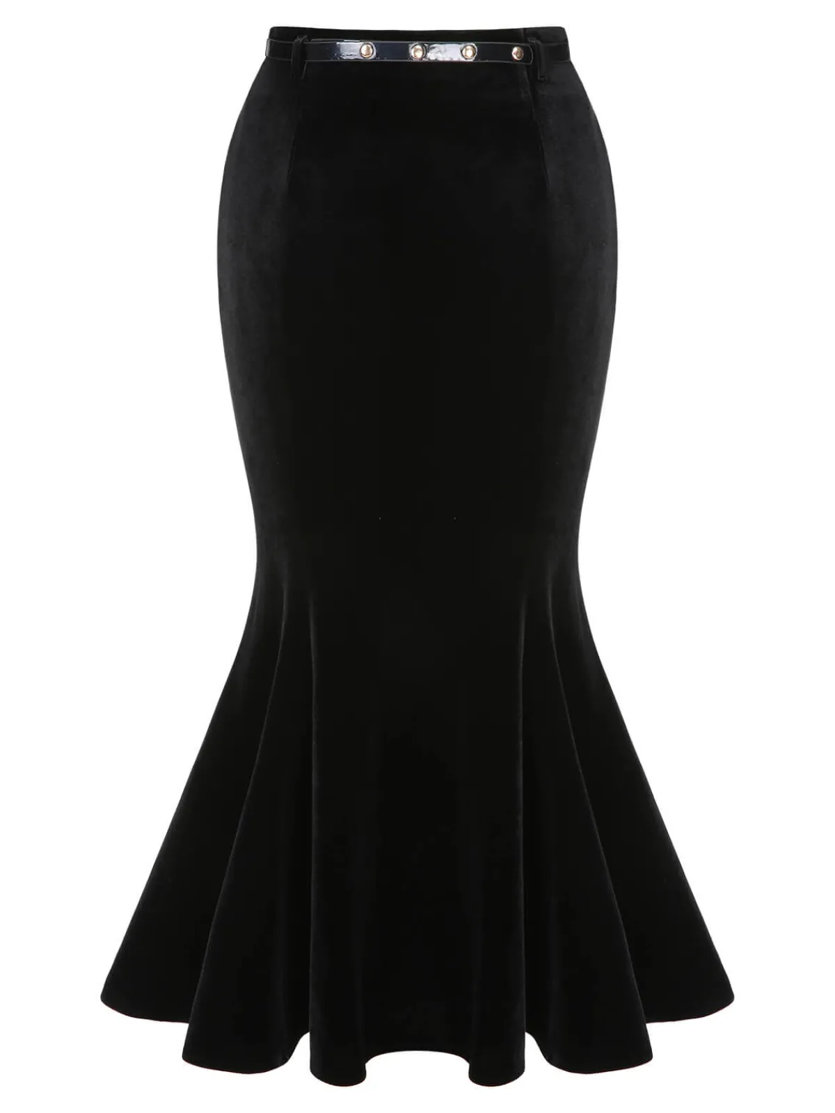 Clearance Retro Stage 1930s Solid Velvet Mermaid Skirt