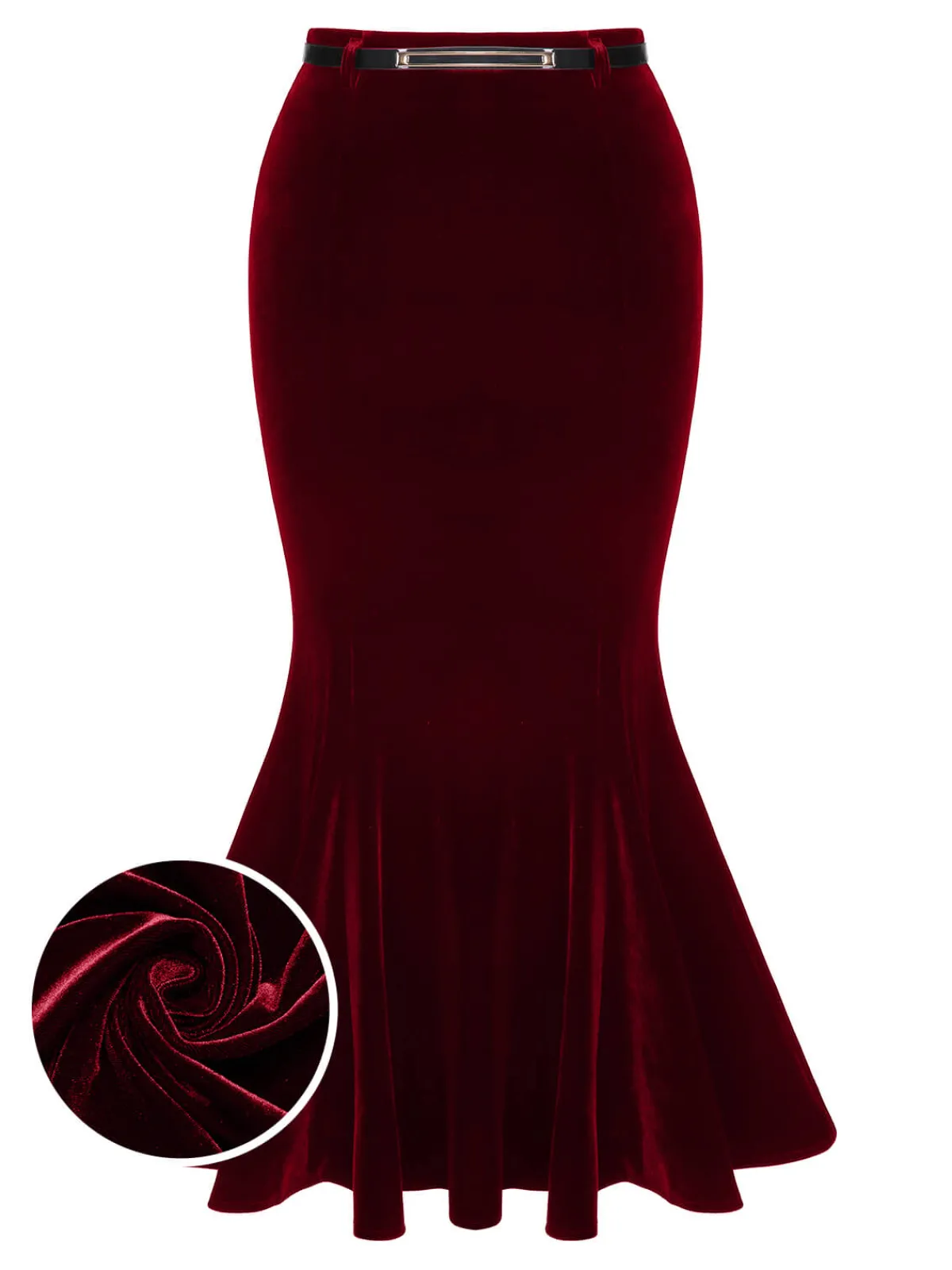 Clearance Retro Stage 1930s Solid Velvet Mermaid Skirt