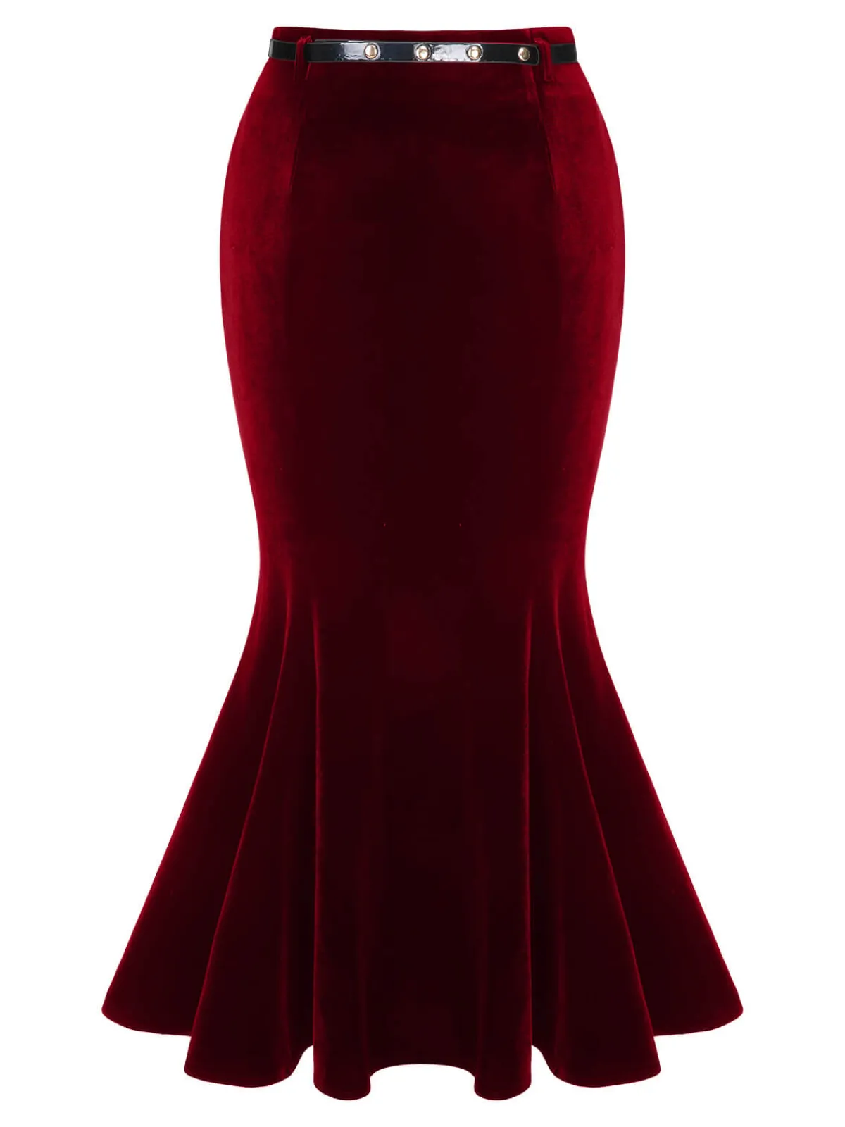 Clearance Retro Stage 1930s Solid Velvet Mermaid Skirt